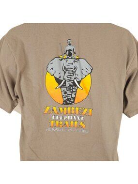 Zambezi Elephant Trails T Shirt Mens Size Large Brown Victoria Falls Zambia